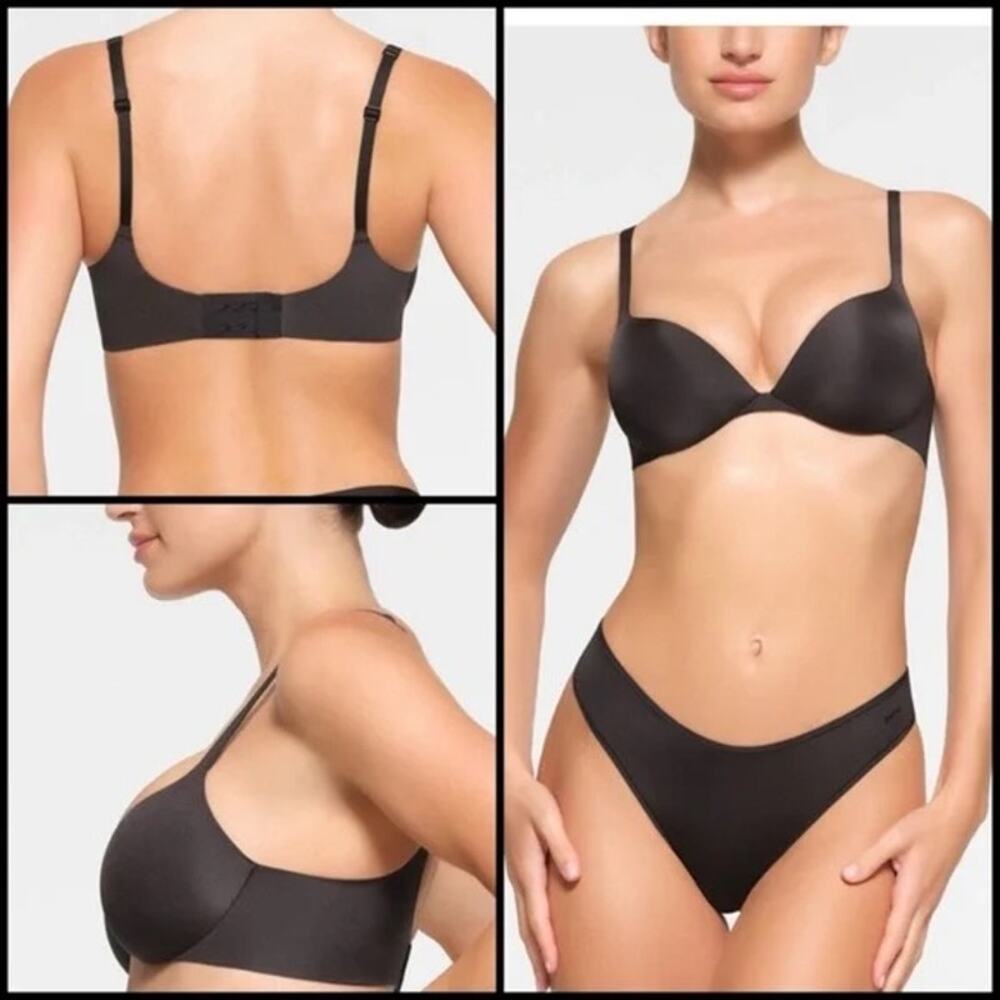 SKIMS Ultimate Push Up Plunge Bra Onyx Black 36D NWOT